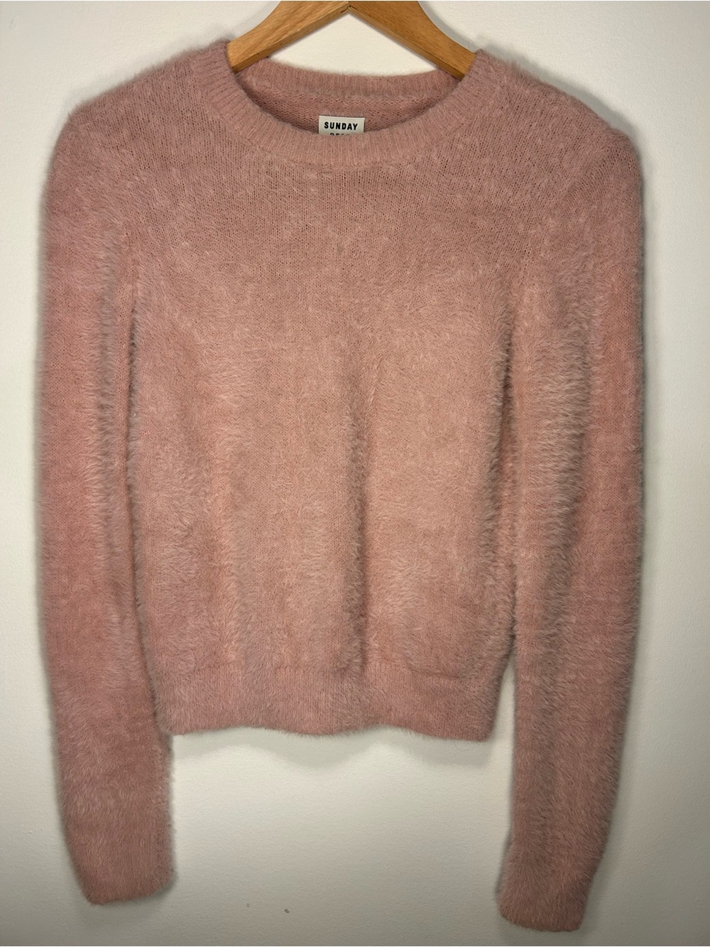Sunday Best Blush Pink Fuzzy Crewneck Sweater